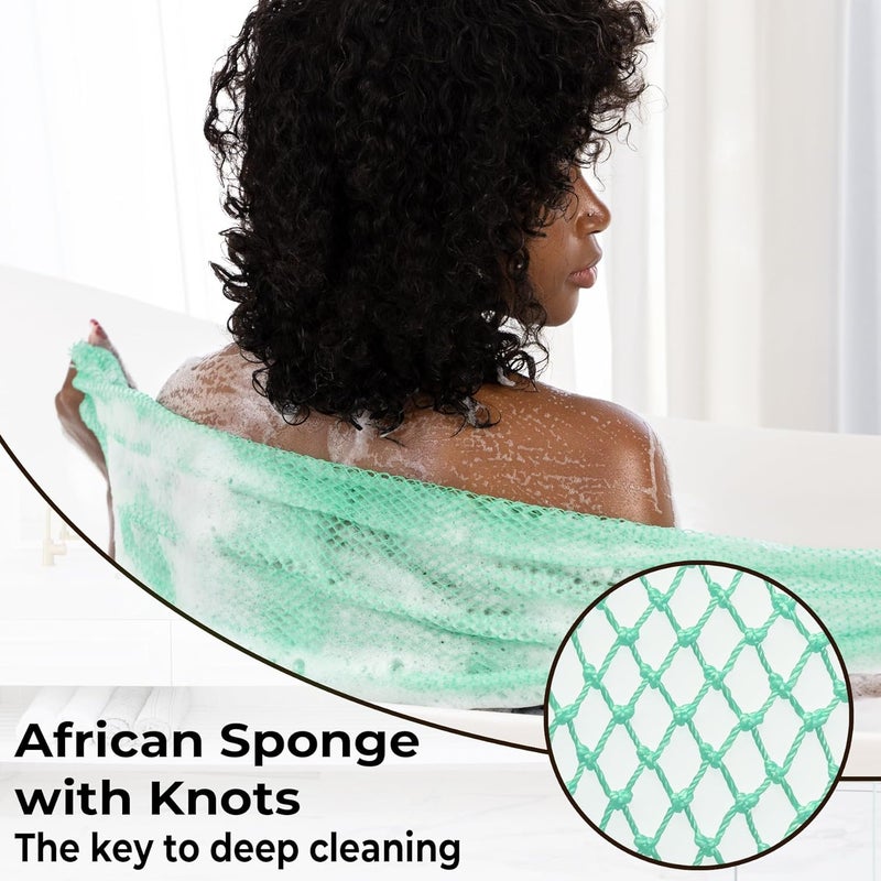 MINISENTIALS African Net Sponge Authentic - Afro Scrub Exfoliating Net Sponge with Knots - African Bath Sponges for Body Scrubber Exfoliator - Back Scrubber for Shower Bathing Accessories - Image 5